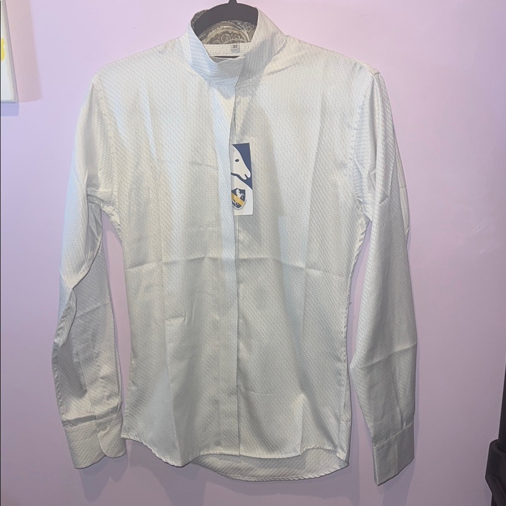 Royal Highness Equestrian Ladies Long Sleeve Shirt Ivory Rattan‎ Check